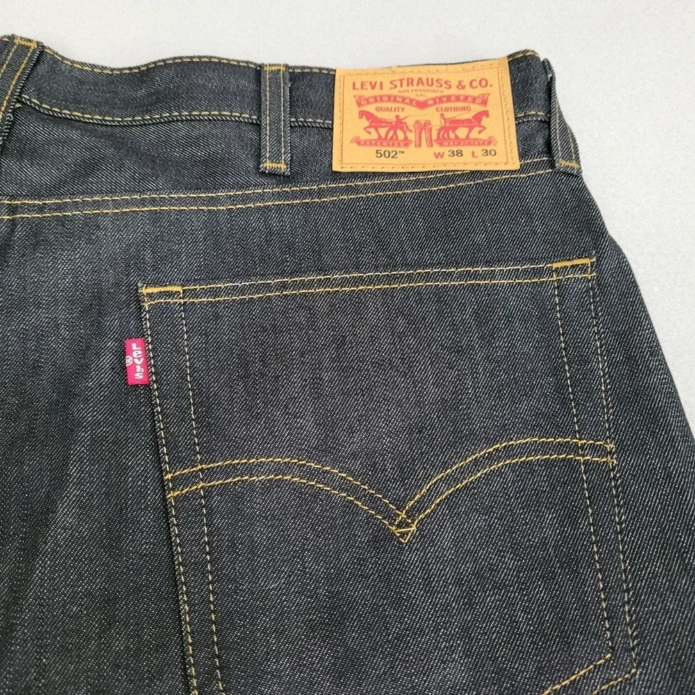 Levi's 502 Men's Taper Fit Denim Blue Jeans Dark Wash Size 38X30